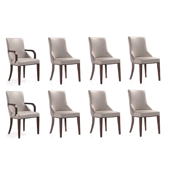 Manhattan Comfort Shubert 8-Piece Faux Leather and Velvet Dining Chair Set in Light Grey 8-DC055AR-LG - main
